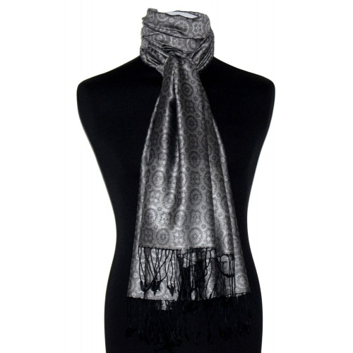 Lorenzo Cana Silk + Viscose Men Scarf Silver Gray LORENZO CANA