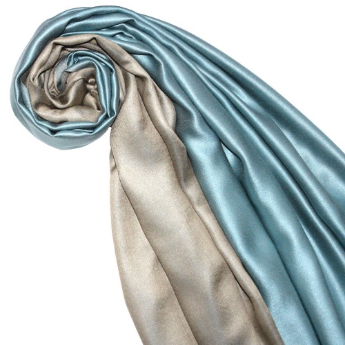 Lorenzo Cana Silk + Viscose Mens Pashmina Double Light Blue Beige LORENZO CANA