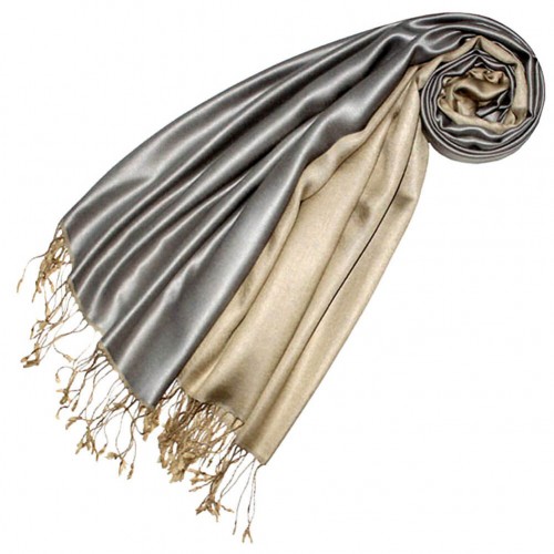lorenzo cana Silk + Viscose Mens Pashmina Double Silver Beige LORENZO CANA