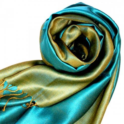 Lorenzo Cana Silk + Viscose Mens Pashmina Double Turquoise Green LORENZO CANA