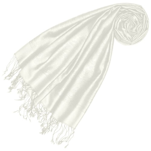 lorenzo cana Silk + Viscose mens scarf paisley jaquard noble white LORENZO CANA