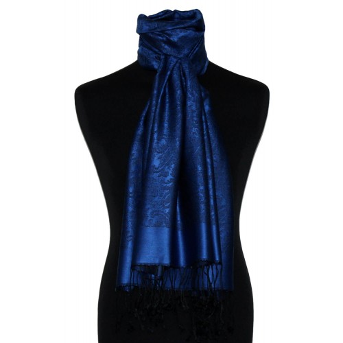 Lorenzo Cana Silk + Viscose Mens Scarf Paisley Jaquard Royal Blue LORENZO CANA