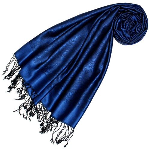 lorenzo cana Silk + Viscose mens scarf paisley jaquard royal blue LORENZO CANA