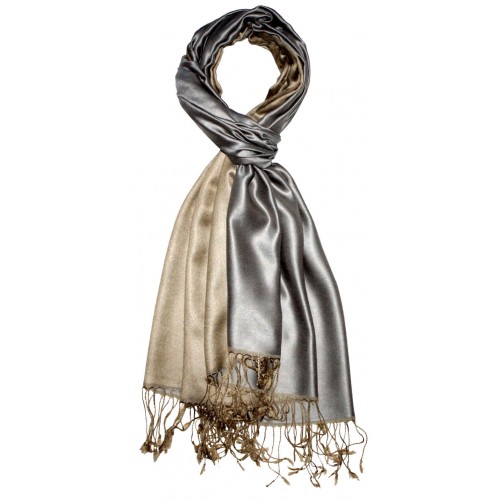 Lorenzo Cana Silk + Viscose Pashmina Double Silver Beige LORENZO CANA