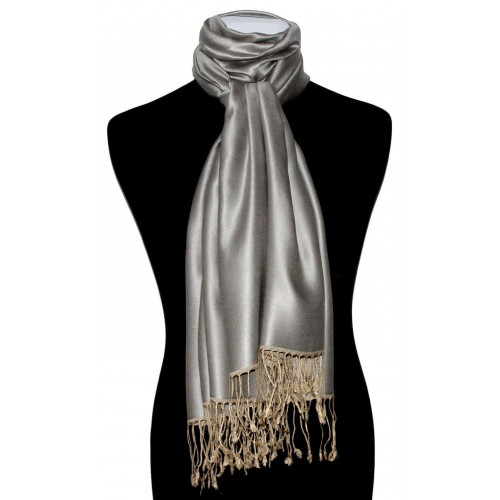 Lorenzo Cana Silk + Viscose Pashmina Double Silver Beige LORENZO CANA