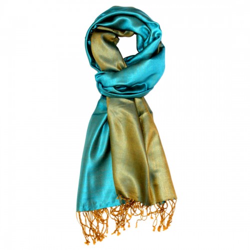 Lorenzo Cana Silk + Viscose Pashmina Double Turquoise Green LORENZO CANA