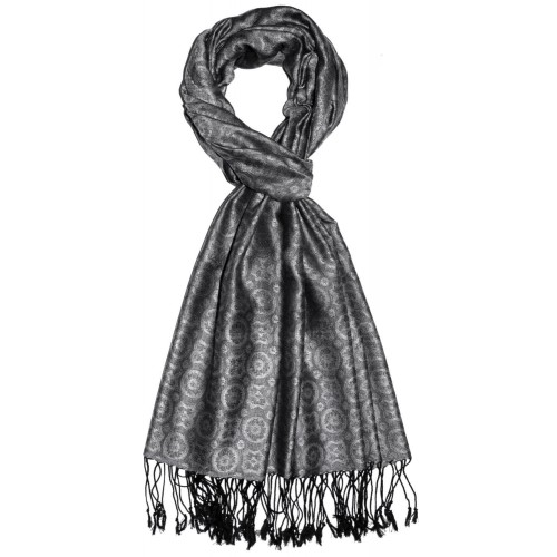 Lorenzo Cana Silk + Viscose Women Scarf Silver Gray LORENZO CANA