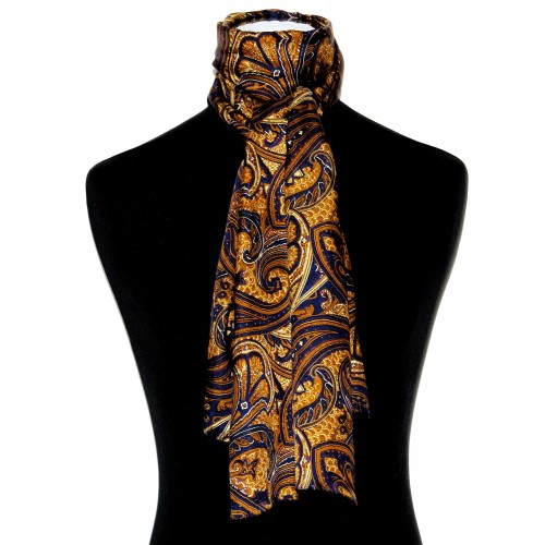 Lorenzo Cana Silk Wool Scarf Paisley Gold Purple For Women LORENZO CANA