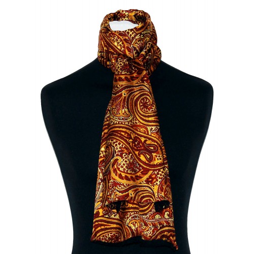 Lorenzo Cana Silk Wool Scarf Paisley Gold Red Crimson For Men LORENZO CANA