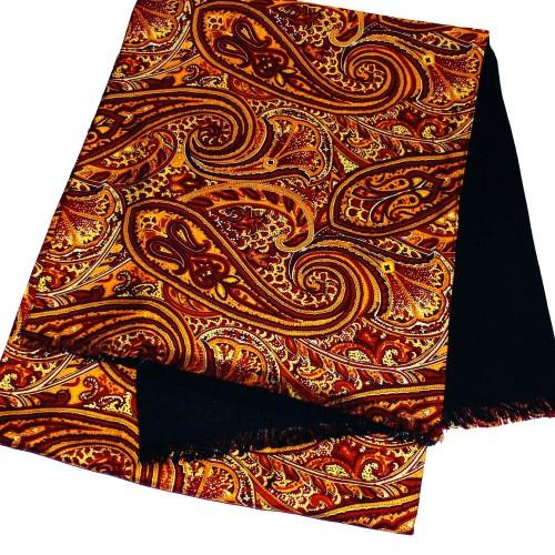 Lorenzo Cana Silk Wool Scarf Paisley Gold Red Crimson For Men LORENZO CANA