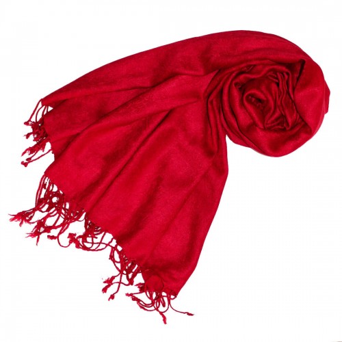 Lorenzo Cana Viscose Mens Neckerchief Deep Red With Fringes LORENZO CANA