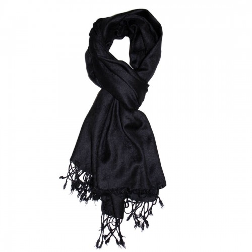 lorenzo cana Viscose mens scarf Black with fringes LORENZO CANA