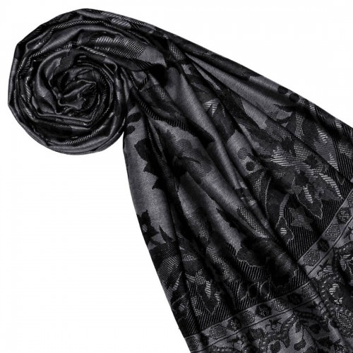 Lorenzo Cana Viscose Mens Scarf Gray Black Paisley LORENZO CANA