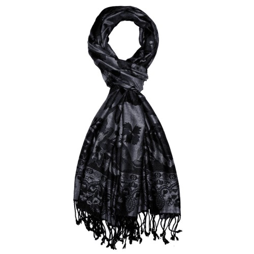 Lorenzo Cana Viscose Mens Scarf Gray Black Paisley LORENZO CANA