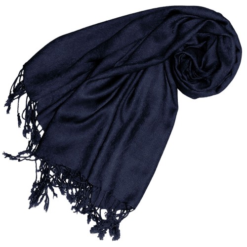 lorenzo cana Viscose mens scarf night blue with fringes LORENZO CANA