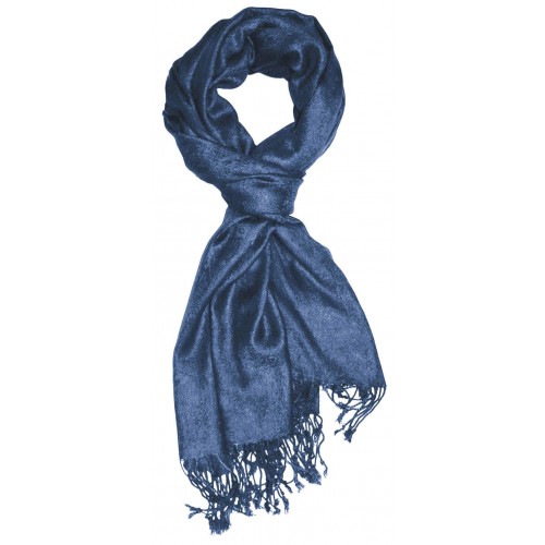 Lorenzo Cana Viscose Mens Scarf Notting-Hill-Blue With Fringes LORENZO CANA