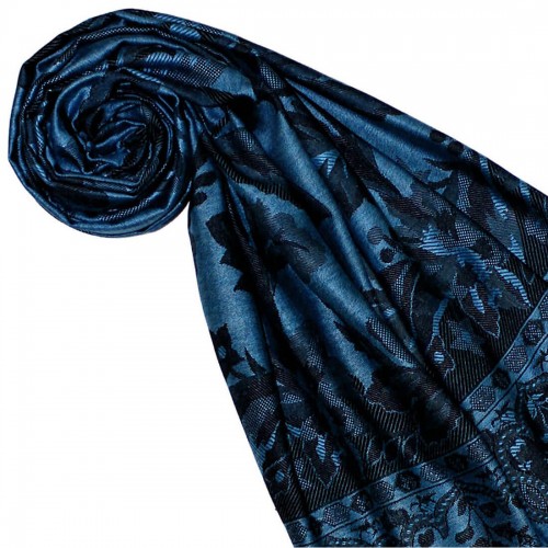 Lorenzo Cana Viscose Mens Scarf Sky Blue Black Paisley LORENZO CANA