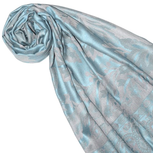 Lorenzo Cana Viscose Mens Scarf Sky Blue Gray Paisley LORENZO CANA