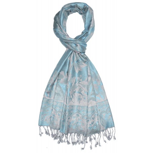 Lorenzo Cana Viscose Mens Scarf Sky Blue Gray Paisley LORENZO CANA