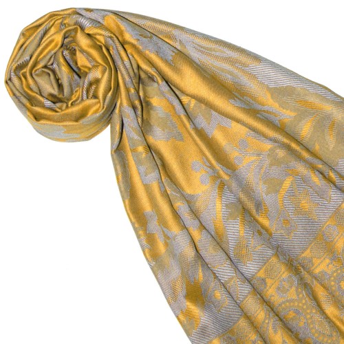 Lorenzo Cana Viscose Mens Scarf Steel Gray Yellow Paisley LORENZO CANA