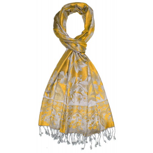 Lorenzo Cana Viscose Mens Scarf Steel Gray Yellow Paisley LORENZO CANA