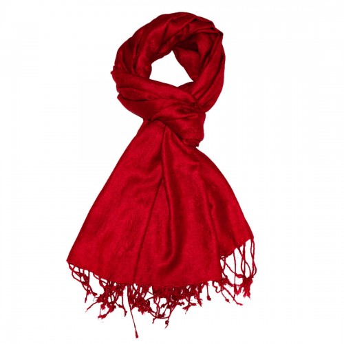 lorenzo cana Viscose neckerchief deep red with fringes LORENZO CANA