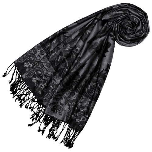 lorenzo cana Viscose Scarf Gray Black Paisley LORENZO CANA