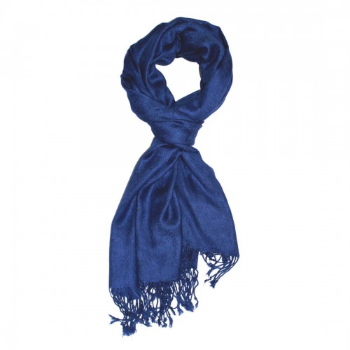 lorenzo cana Viscose scarf navy blue with fringes LORENZO CANA