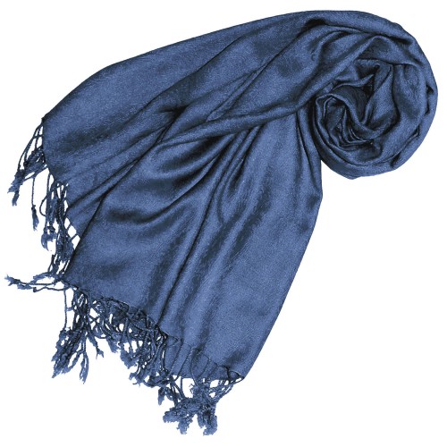 lorenzo cana Viscose Scarf Notting-Hill-Blue with fringes LORENZO CANA