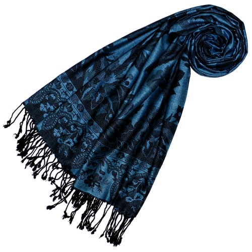 lorenzo cana Viscose scarf Sky Blue Black Paisley LORENZO CANA