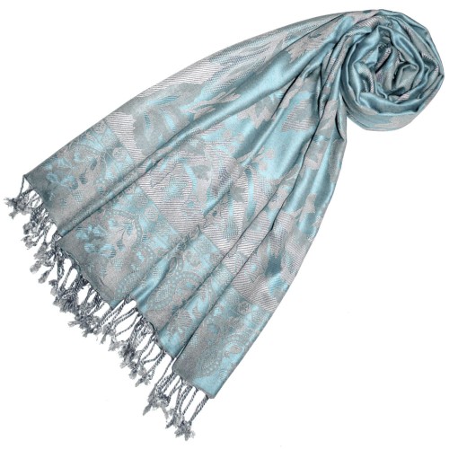 lorenzo cana Viscose scarf Sky Blue Gray Paisley LORENZO CANA