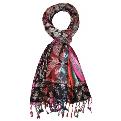 Lorenzo Cana Viscose Scarf Violet Red Turquoise LORENZO CANA