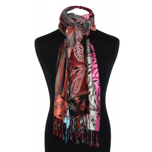 Lorenzo Cana Viscose Scarf Violet Red Turquoise LORENZO CANA