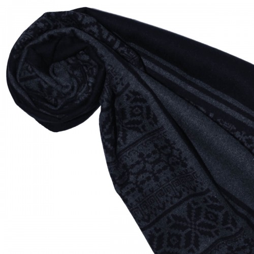 Lorenzo Cana Viscose Winter Mens Scarf Aztec Pattern Black LORENZO CANA
