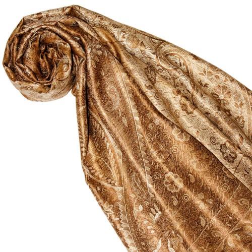 lorenzo cana Women's Pashmina 100% Silk Paisley Brown Gold LORENZO CANA