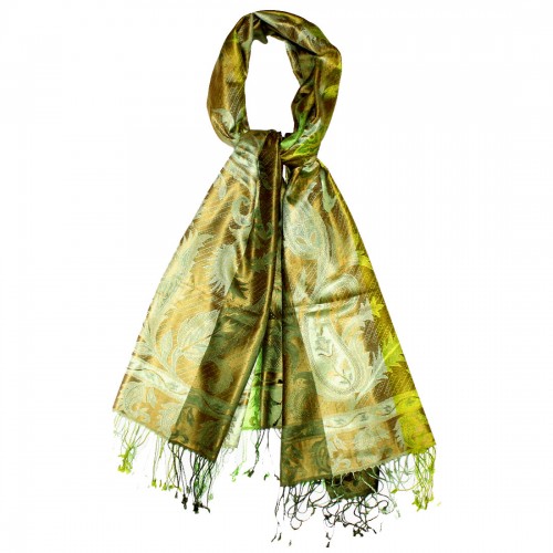 Lorenzo Cana Women's Pashmina 100% Silk Paisley Green Bronze LORENZO CANA