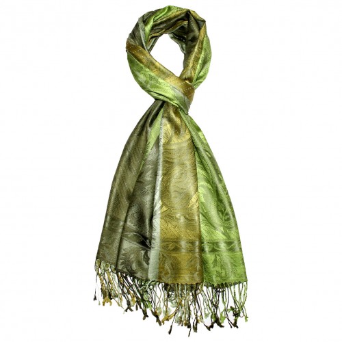 Lorenzo Cana Women's Pashmina 100% Silk Paisley Green Lime LORENZO CANA