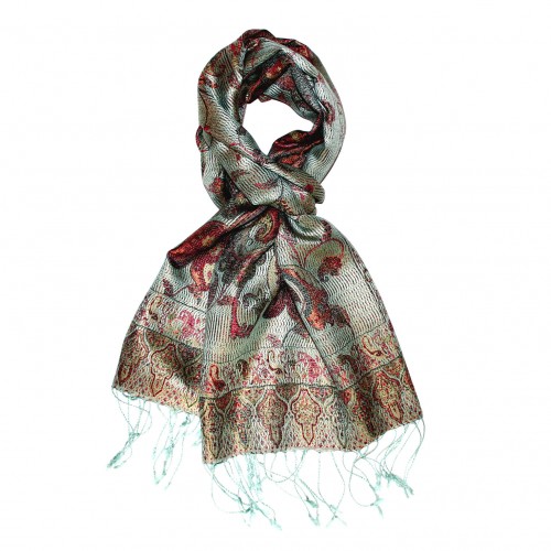 Lorenzo Cana Women's Pashmina 100% Silk Paisley Mint Brown LORENZO CANA