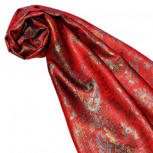 lorenzo cana Women's Pashmina 100% Silk Paisley Red Cyan LORENZO CANA