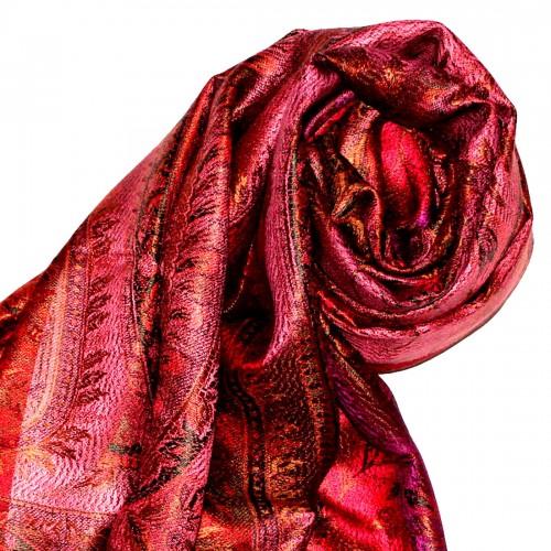lorenzo cana Women's Pashmina 100% Silk Paisley Red Magenta LORENZO CANA