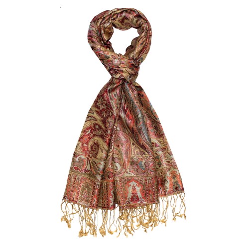 Lorenzo Cana Women's Pashmina 100% Silk Paisley Yellow Orange LORENZO CANA