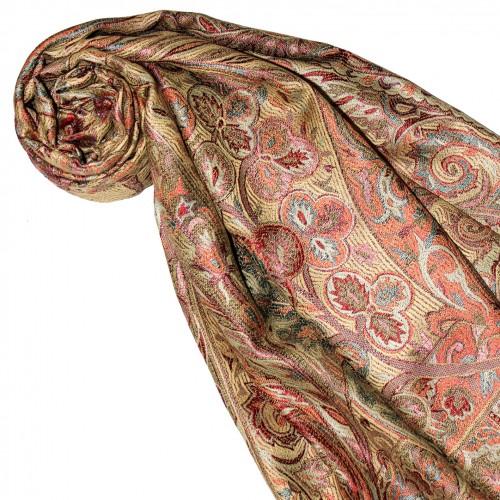 lorenzo cana Women's Pashmina 100% Silk Paisley Yellow Orange LORENZO CANA