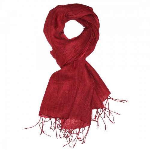 Lorenzo Cana Women's Scarf 100% Linen Unicolored Dark Red LORENZO CANA