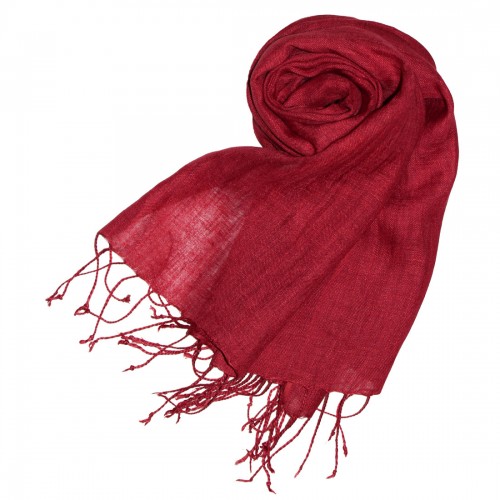 lorenzo cana Women's Scarf 100% Linen Unicolored Dark Red LORENZO CANA