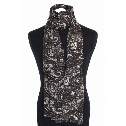 Lorenzo Cana Women's Scarf Paisley Brown White Black LORENZO CANA