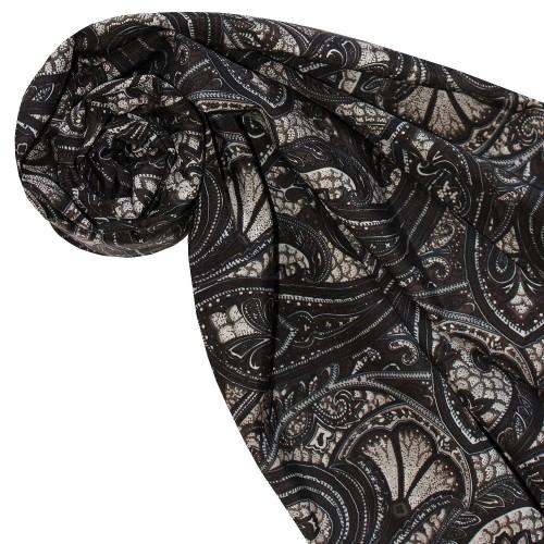 lorenzo cana Women's Scarf Paisley Brown White Black LORENZO CANA