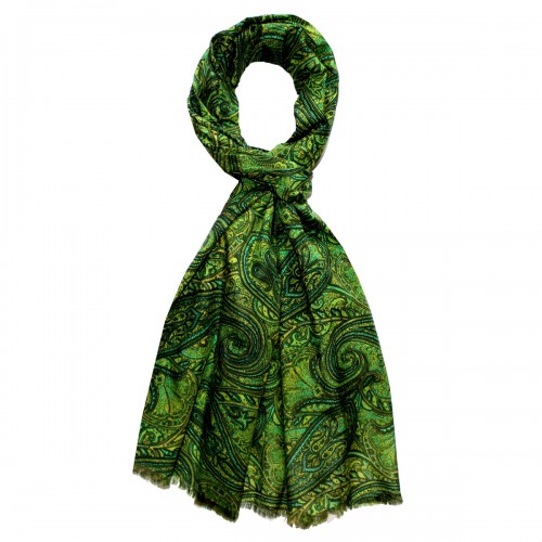 Lorenzo Cana Women's Scarf Paisley Green Yellow LORENZO CANA