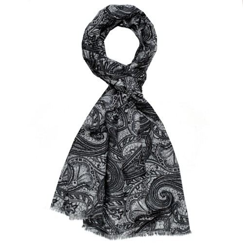 Lorenzo Cana Women's Scarf Paisley Grey Black LORENZO CANA