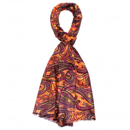 Lorenzo Cana Women's Scarf Paisley Purple Orange LORENZO CANA