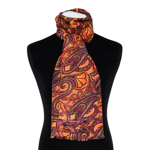 Lorenzo Cana Women's Scarf Paisley Purple Orange LORENZO CANA